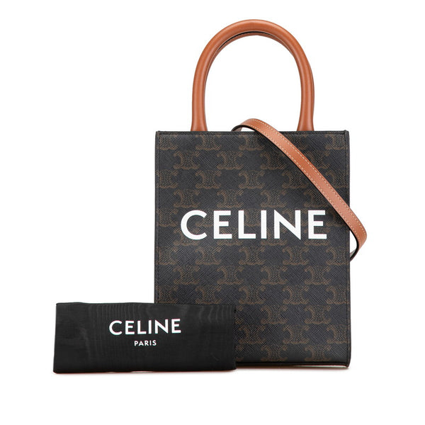 セリーヌ トリオンフ バーティカルカバ ミニ ハンドバッグ ショルダーバッグ 2WAY ブラウン PVC レザー レディース CELINE 【中古】