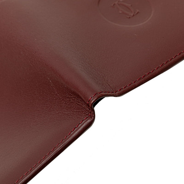 カルティエ マストライン 二つ折り財布 ワインレッド ボルドー レザー レディース CARTIER 【中古】