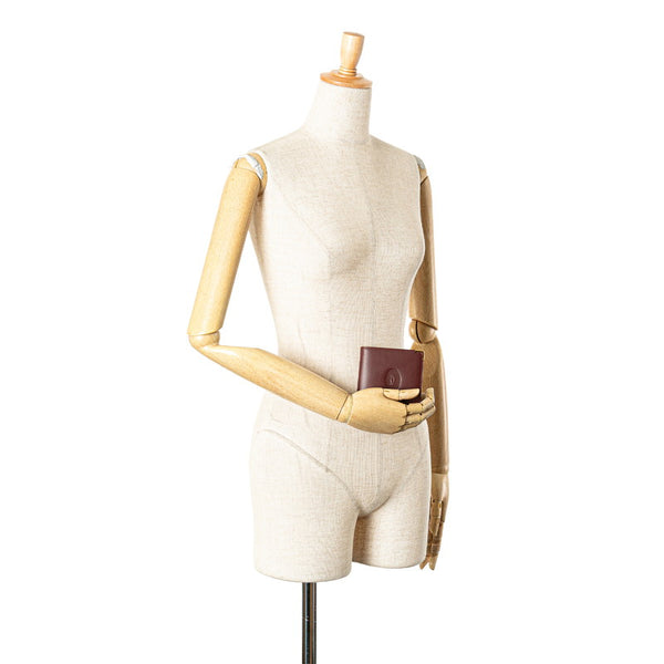 カルティエ マストライン 二つ折り財布 ワインレッド ボルドー レザー レディース CARTIER 【中古】