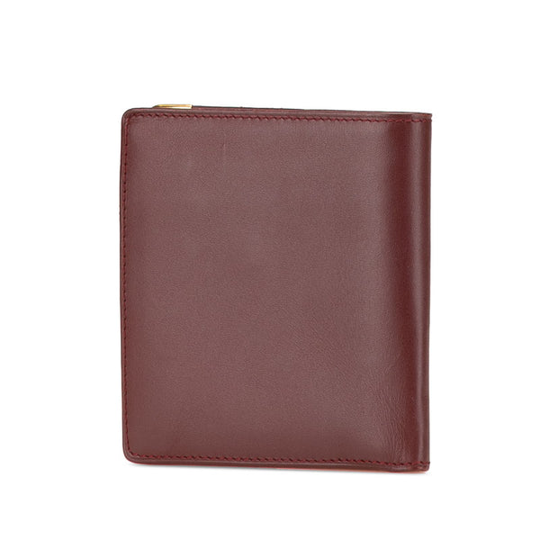カルティエ マストライン 二つ折り財布 ワインレッド ボルドー レザー レディース CARTIER 【中古】