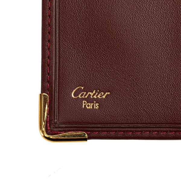 カルティエ マストライン 二つ折り財布 ワインレッド ボルドー レザー レディース CARTIER 【中古】