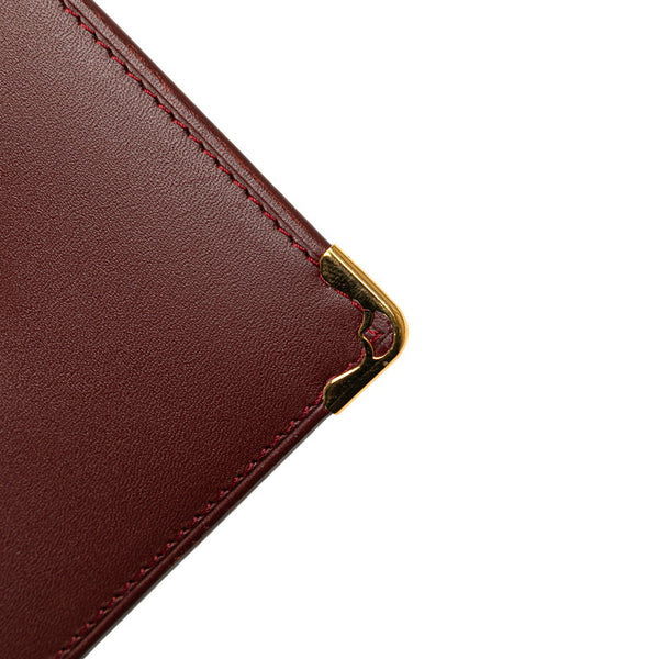 カルティエ マストライン 二つ折り財布 ワインレッド ボルドー レザー レディース CARTIER 【中古】