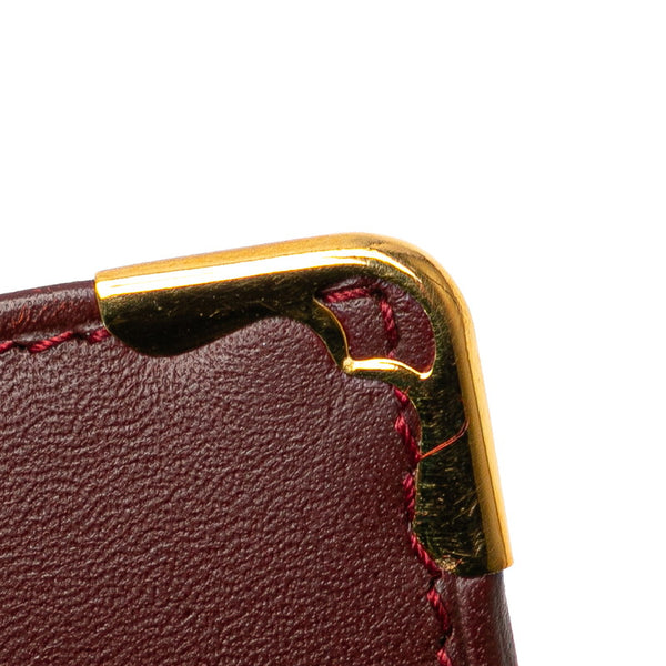 カルティエ マストライン 二つ折り財布 ワインレッド ボルドー レザー レディース CARTIER 【中古】