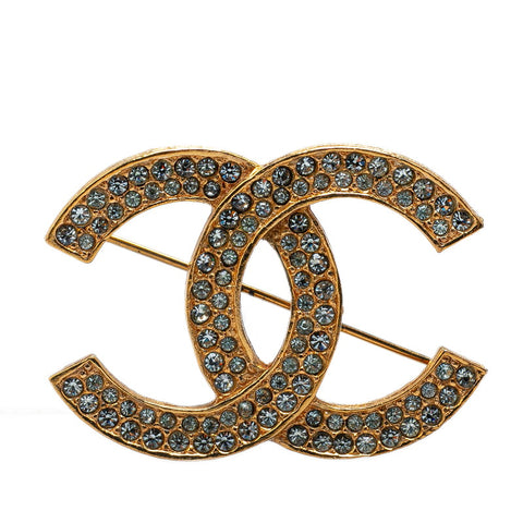 シャネル ココマーク ラインストーン ブローチ ゴールド メッキ レディース CHANEL 【中古】
