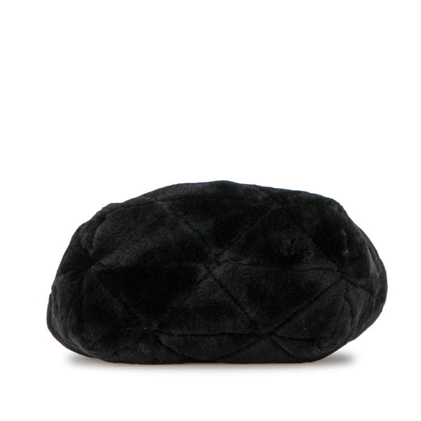 プラダ 三角ロゴプレート キルティング ムートン ハンドバッグ １BG378 ブラック シープファー レディース PRADA 【中古】