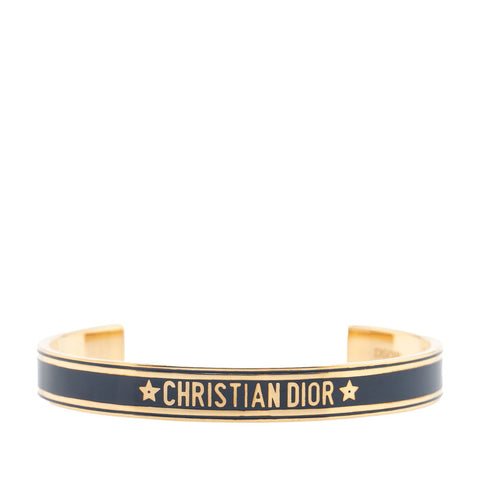 クリスチャンディオール ロゴ バングル ゴールド ネイビー メッキ レディース Christian Dior 【中古】