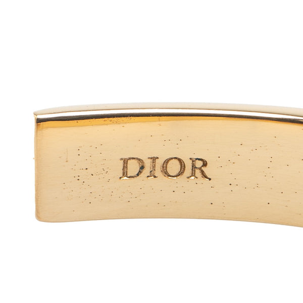 クリスチャンディオール ロゴ バングル ゴールド ネイビー メッキ レディース Christian Dior 【中古】