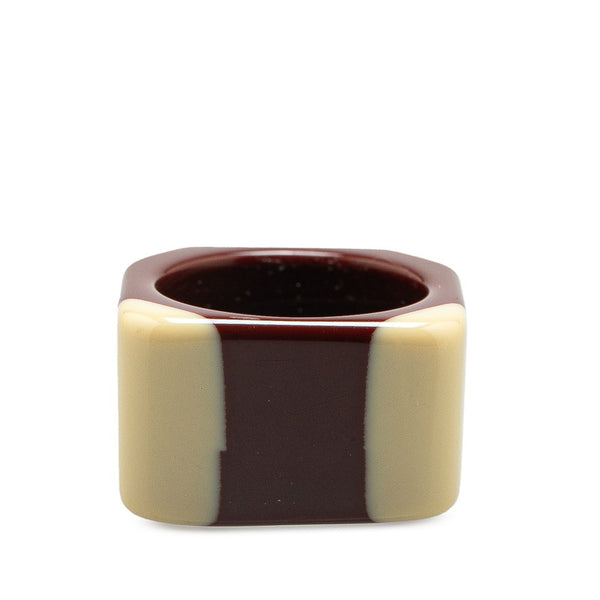 シャネル ココマーク スクエア リング 指輪 ブラウン ベージュ プラスチック レディース CHANEL 【中古】