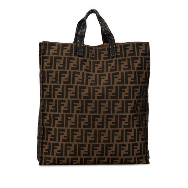 フェンディ ズッカ セレリア ハンドバッグ トートバッグ 8BH173 ブラウン キャンバス レザー レディース FENDI 【中古】