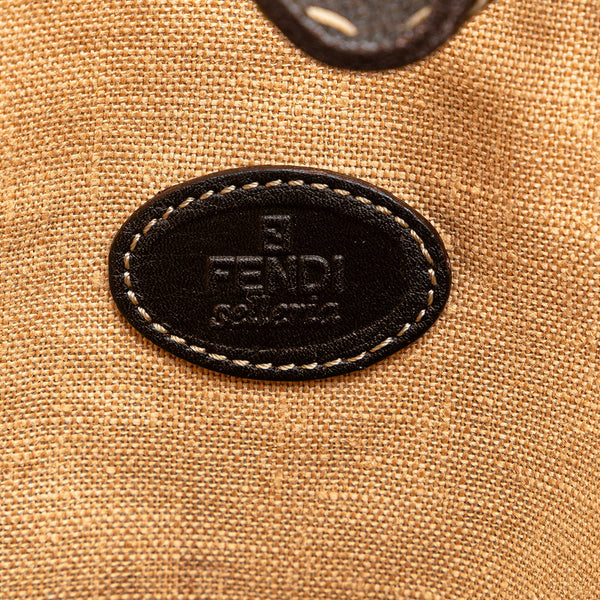フェンディ ズッカ セレリア ハンドバッグ トートバッグ 8BH173 ブラウン キャンバス レザー レディース FENDI 【中古】