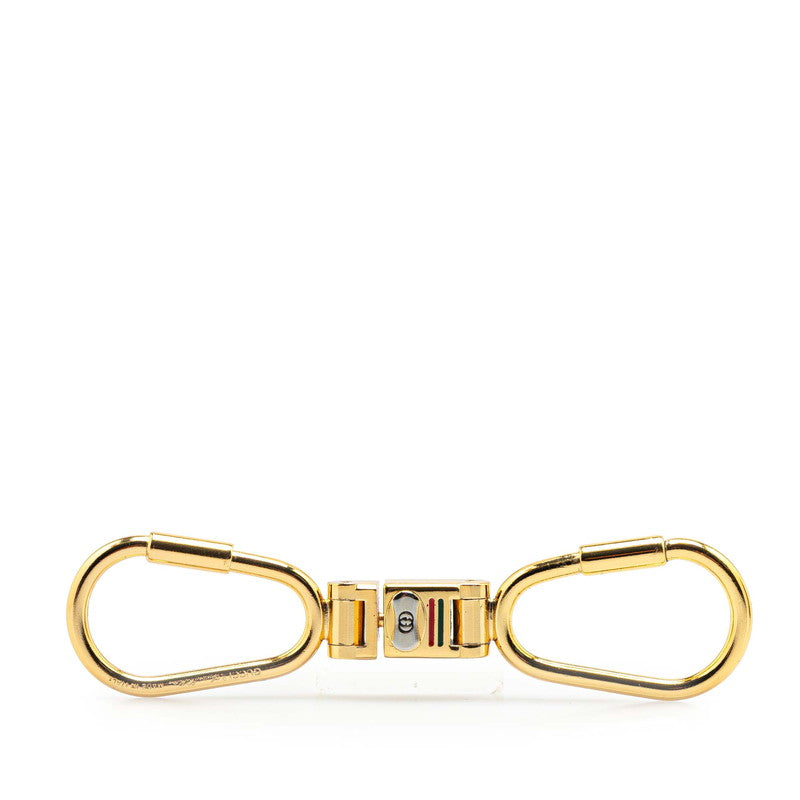 グッチ カラビナ シェリーライン キーホルダー キーリング ゴールド メッキ レディース GUCCI 【中古】