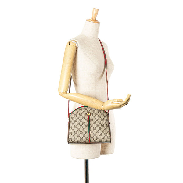 グッチ GGスプリーム オフィディア シェリーライン 斜め掛け ショルダーバッグ 001 261 ブラウン PVC レザー レディース GUCCI 【中古】