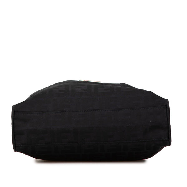 フェンディ ズッカ トートバッグ ブラック ナイロン レザー レディース FENDI 【中古】