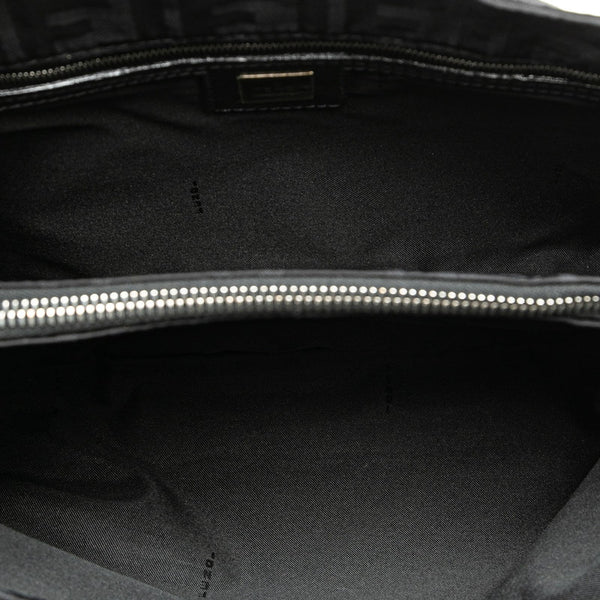 フェンディ ズッカ トートバッグ ブラック ナイロン レザー レディース FENDI 【中古】