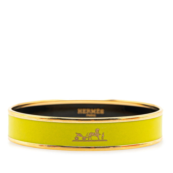 エルメス エマイユGM カレーシュ バングル ゴールド ライトグリーン メッキ レディース HERMES 【中古】