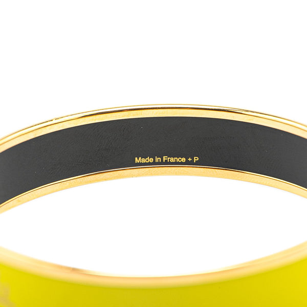 エルメス エマイユGM カレーシュ バングル ゴールド ライトグリーン メッキ レディース HERMES 【中古】