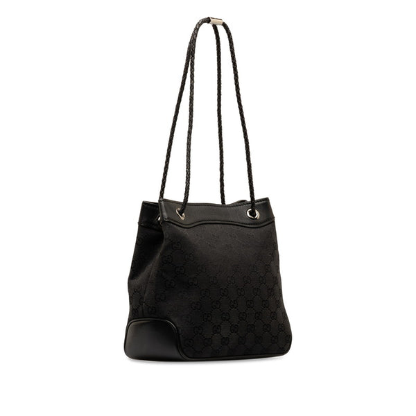 グッチ GGキャンバス ハンドバッグ 109143 ブラック キャンバス レザー レディース GUCCI 【中古】