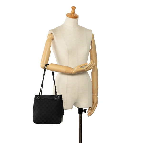 グッチ GGキャンバス ハンドバッグ 109143 ブラック キャンバス レザー レディース GUCCI 【中古】