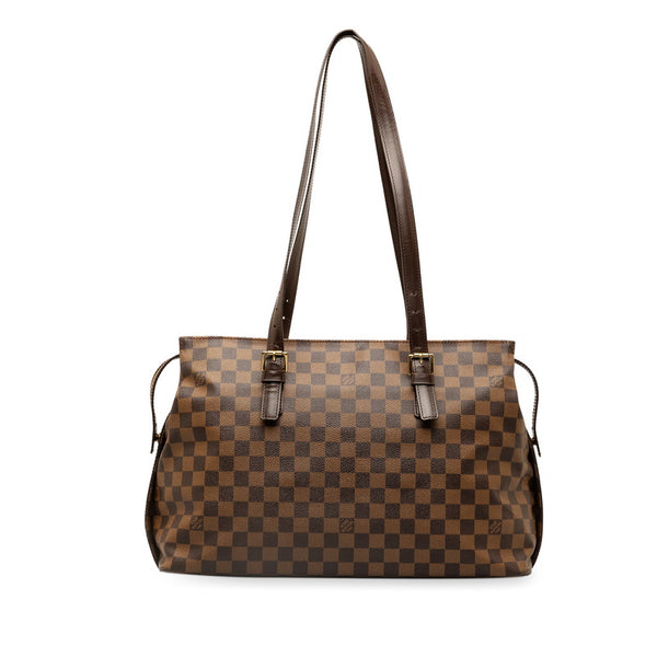 ルイ ヴィトン ダミエ チェルシー トートバッグ ショルダーバッグ N51119 ブラウン PVC レザー レディース LOUIS VUITTON 【中古】