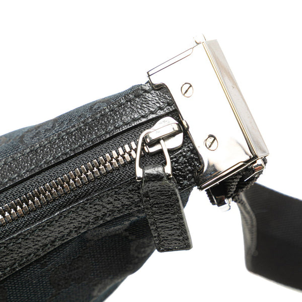 グッチ GGキャンバス 斜め掛け ショルダーバッグ 122790 ブラック キャンバス レザー レディース GUCCI 【中古】