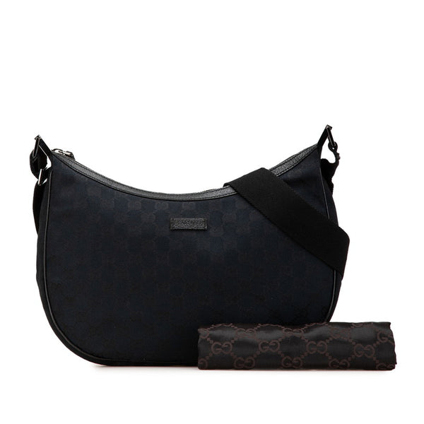 グッチ GGキャンバス 斜め掛け ショルダーバッグ 122790 ブラック キャンバス レザー レディース GUCCI 【中古】