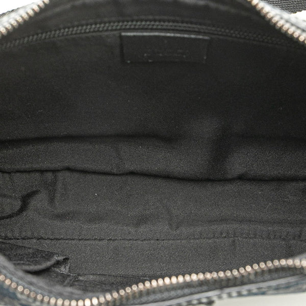 グッチ GGキャンバス 斜め掛け ショルダーバッグ 122790 ブラック キャンバス レザー レディース GUCCI 【中古】