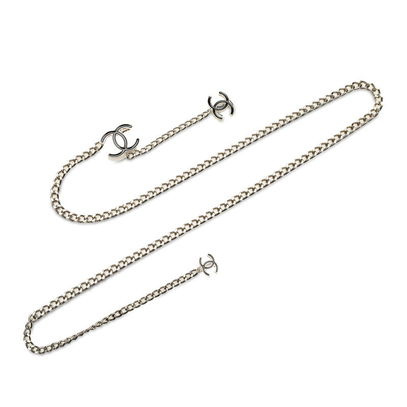 シャネル 3P ココマーク チェーン ベルト シルバー ブラック メタル レディース CHANEL 【中古】