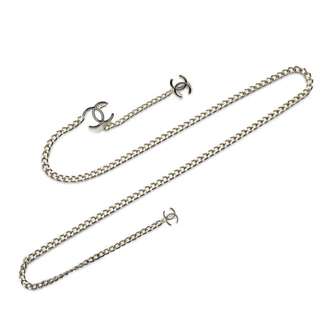 シャネル 3P ココマーク チェーン ベルト シルバー ブラック メタル レディース CHANEL 【中古】