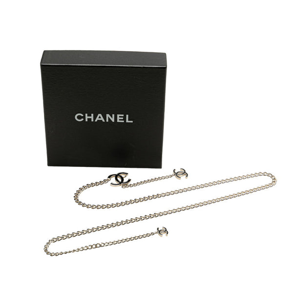 シャネル 3P ココマーク チェーン ベルト シルバー ブラック メタル レディース CHANEL 【中古】