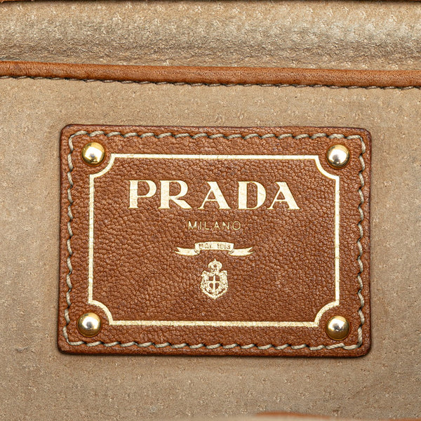 プラダ チェーン ショルダーバッグ BR4658 ブルー ツイード レザー レディース PRADA 【中古】