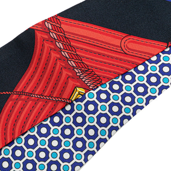 エルメス ツイリー スカーフ ピンク ブルー マルチカラー シルク レディース HERMES 【中古】