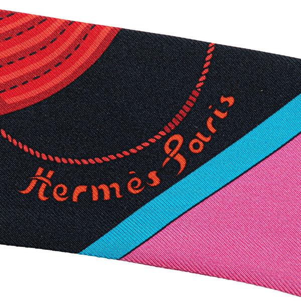 エルメス ツイリー スカーフ ピンク ブルー マルチカラー シルク レディース HERMES 【中古】