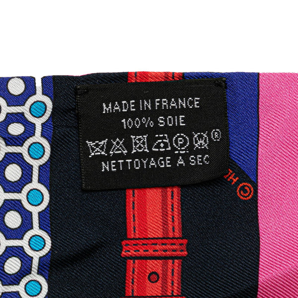 エルメス ツイリー スカーフ ピンク ブルー マルチカラー シルク レディース HERMES 【中古】