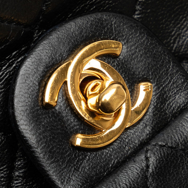 シャネル ミニマトラッセ ココマーク 斜め掛け チェーン ショルダーバッグ ブラック ラムスキン レディース CHANEL 【中古】