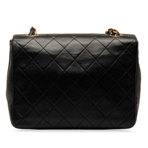 シャネル ミニマトラッセ ココマーク 斜め掛け チェーン ショルダーバッグ ブラック ラムスキン レディース CHANEL 【中古】