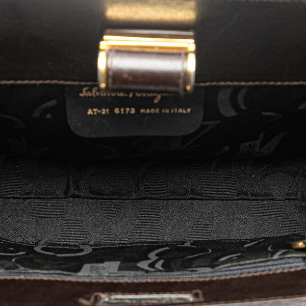 サルヴァトーレフェラガモ ハンドバッグ ブラウン レザー レディース Salvatore Ferragamo 【中古】