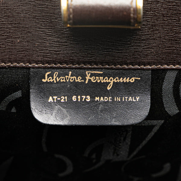 サルヴァトーレフェラガモ ハンドバッグ ブラウン レザー レディース Salvatore Ferragamo 【中古】