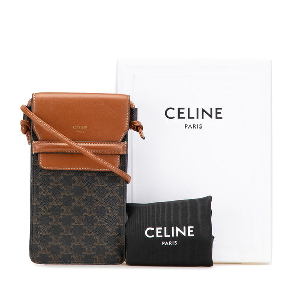 セリーヌ トリオンフ ポーチ ショルダーバッグ ブラック ブラウン PVC レザー レディース CELINE 【中古】