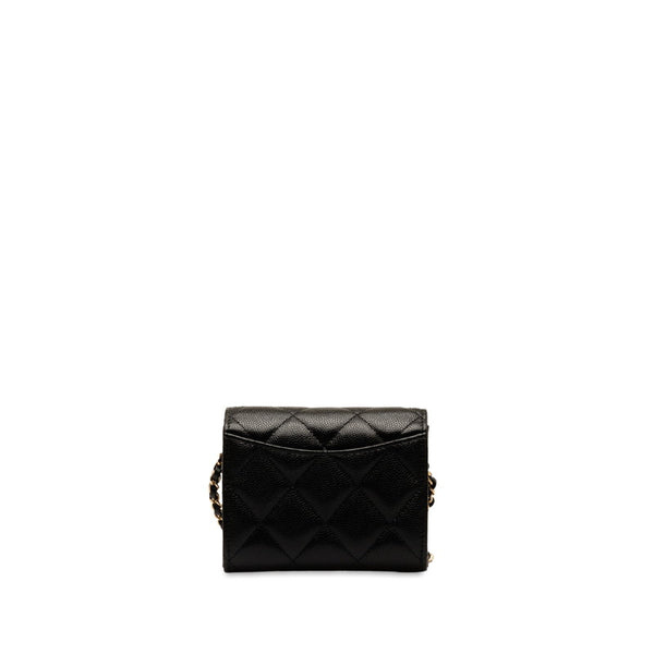 シャネル マトラッセ ココマーク ミニチェーンウォレット ブラック ゴールド キャビアスキン レディース CHANEL 【中古】