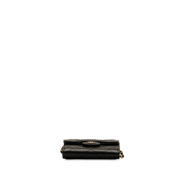 シャネル マトラッセ ココマーク ミニチェーンウォレット ブラック ゴールド キャビアスキン レディース CHANEL 【中古】