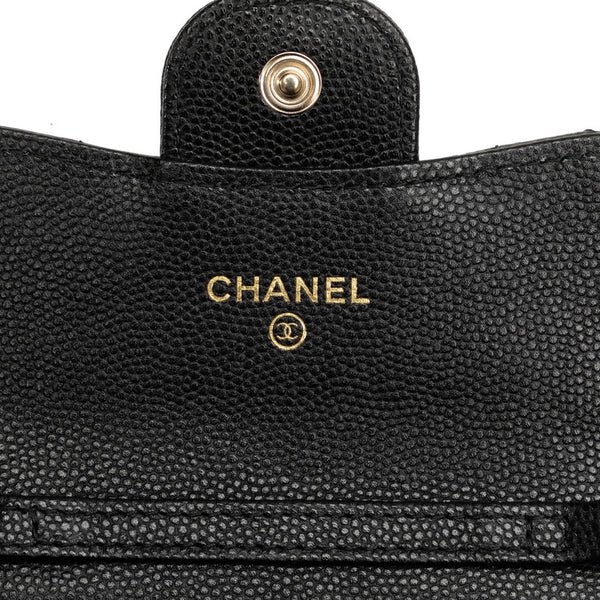 シャネル マトラッセ ココマーク ミニチェーンウォレット ブラック ゴールド キャビアスキン レディース CHANEL 【中古】