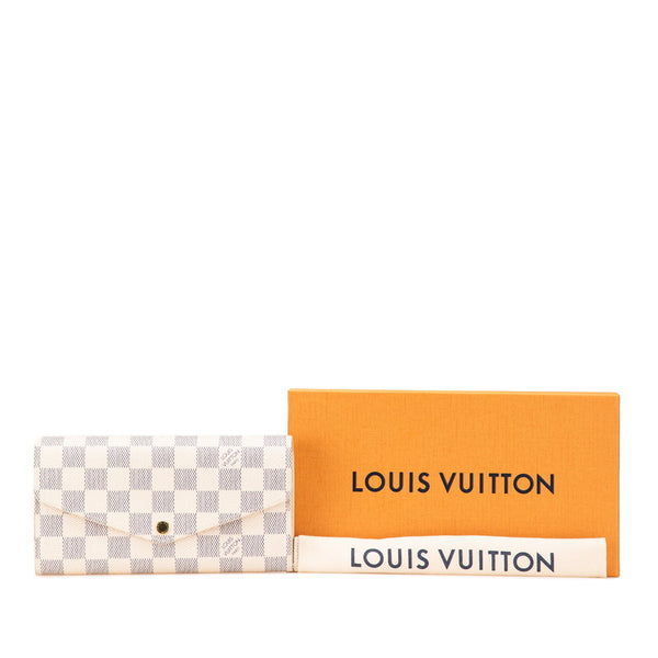 ルイ ヴィトン ダミエ アズール ポルトフォイユ サラ 長財布 N63208 ホワイト PVC レザー レディース LOUIS VUITTON 【中古】