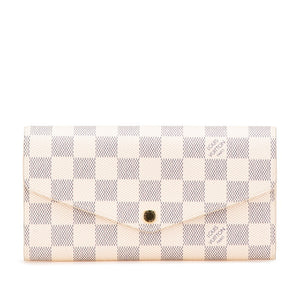 ルイ ヴィトン ダミエ アズール ポルトフォイユ サラ 長財布 N63208 ホワイト PVC レザー レディース LOUIS VUITTON 【中古】
