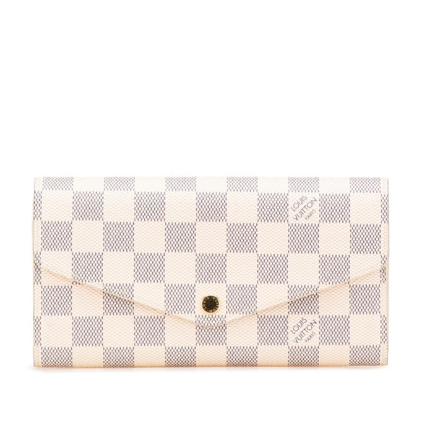 ルイ ヴィトン ダミエ アズール ポルトフォイユ サラ 長財布 N63208 ホワイト PVC レザー レディース LOUIS VUITTON 【中古】