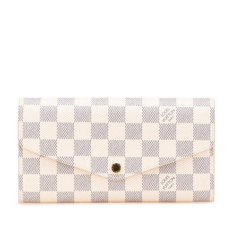 ルイ ヴィトン ダミエ アズール ポルトフォイユ サラ 長財布 N63208 ホワイト PVC レザー レディース LOUIS VUITTON 【中古】