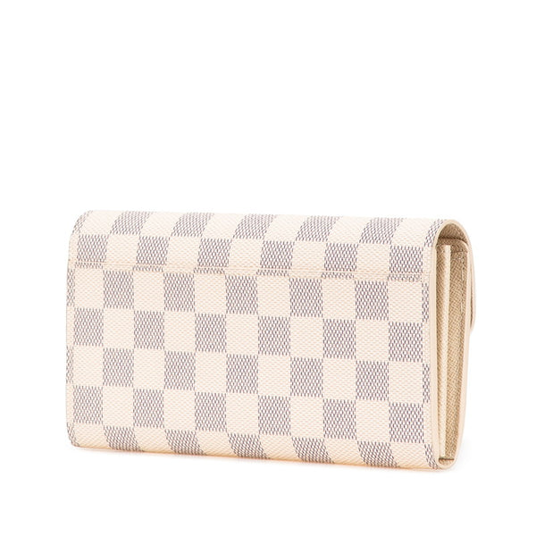 ルイ ヴィトン ダミエ アズール ポルトフォイユ サラ 長財布 N63208 ホワイト PVC レザー レディース LOUIS VUITTON 【中古】