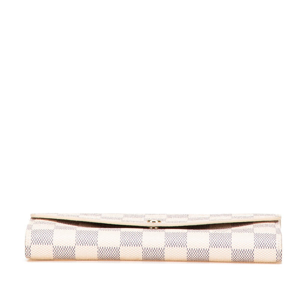 ルイ ヴィトン ダミエ アズール ポルトフォイユ サラ 長財布 N63208 ホワイト PVC レザー レディース LOUIS VUITTON 【中古】