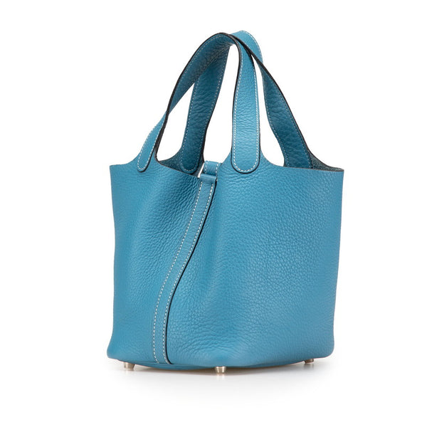 エルメス ピコタンPM ハンドバッグ ブルージーン トゴ レディース HERMES 【中古】