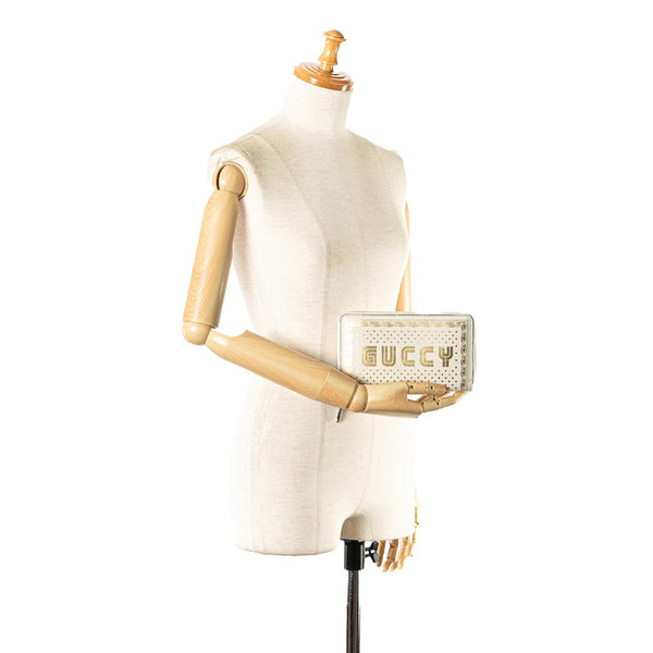 グッチ GUCCY SEGA プリント ラウンドファスナー 長財布 510488 アイボリー ホワイト レザー レディース GUCCI 【中古】