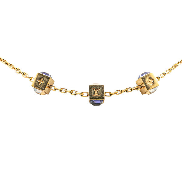 ルイ ヴィトン コリエ ギャンブル LVモチーフ ネックレス M65096 ゴールド パープル メッキ レディース LOUIS VUITTON 【中古】